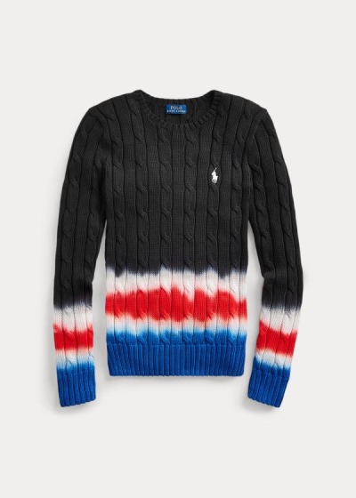 Sueter Polo Ralph Lauren Mujer Negros / Multicolor - Tie-Dye Cable-Knit - JWSFX5219